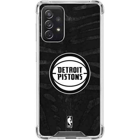NBA Detroit Pistons Black Animal Print Galaxy A72 5G Clear Case